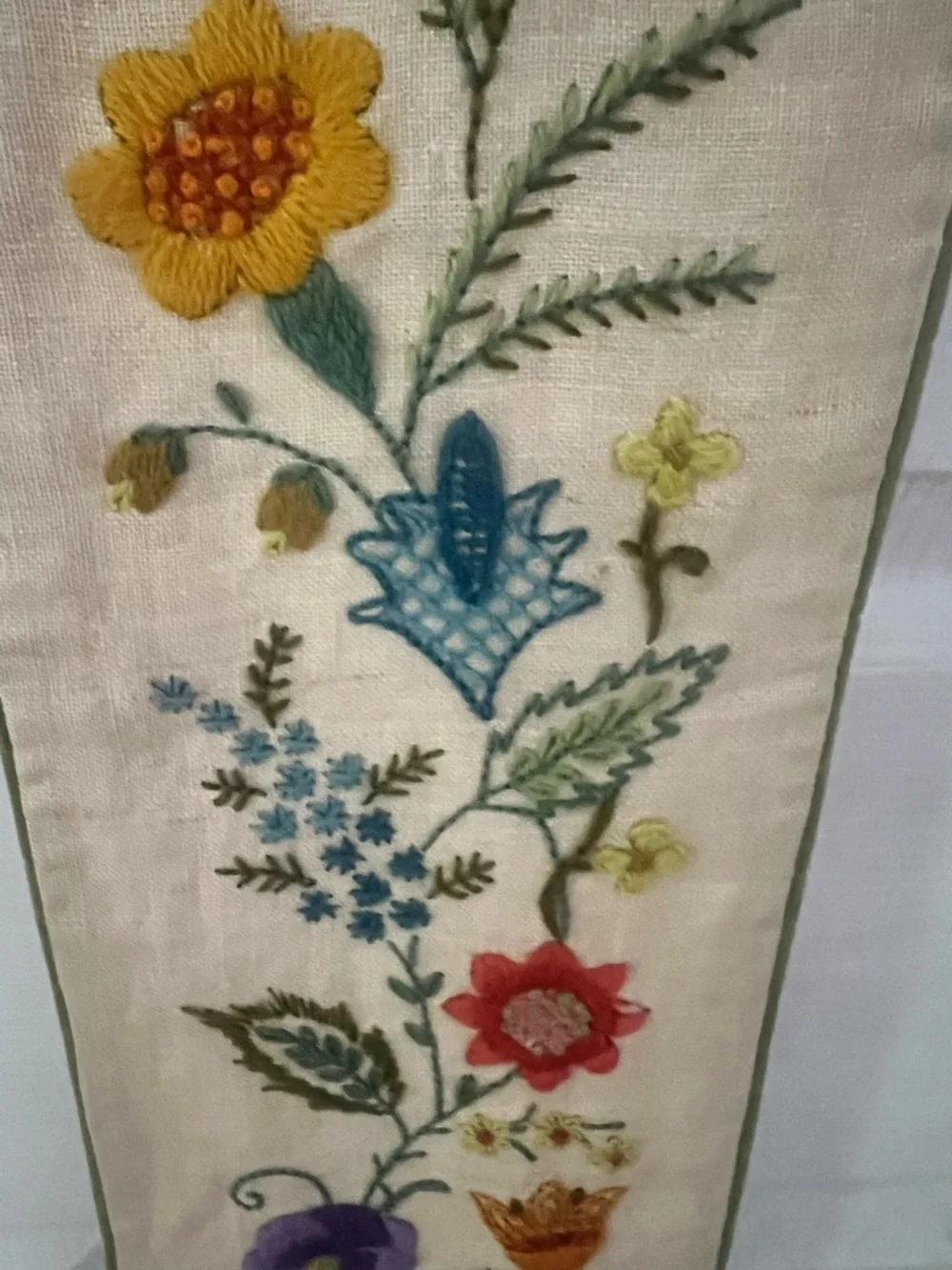 Vintage Embroidered Floral Wall Hanging/Table Runner